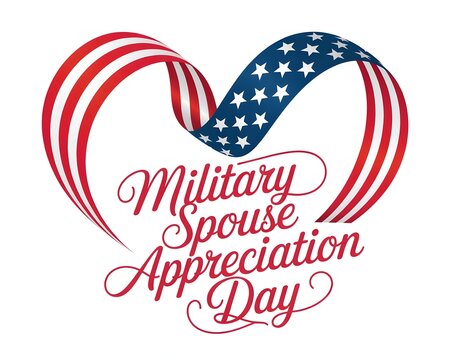 Military Spouse Appreciation Day Illustration with Patriotic Heart and American Flag Design