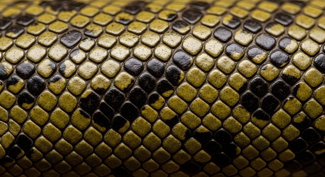Green and black snake skin texture closeup