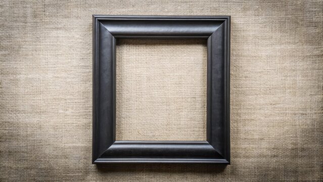 Vintage Black Frame Mockup on Gray Fabric Background
