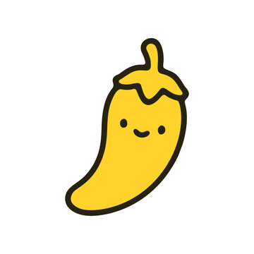 Cartoon yellow chili pepper with a smiling face vector illustration