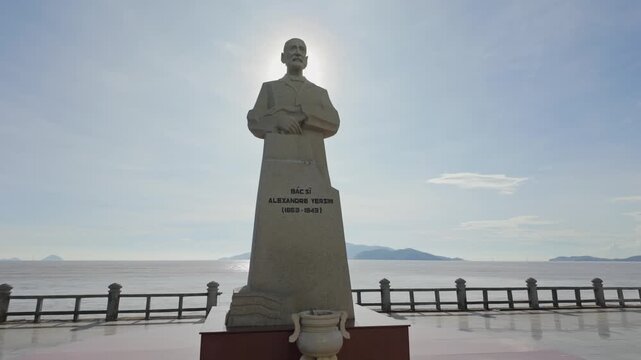 NHA TRANG, VIETNAM, 7 November 2025 &ndash;  Statue of Dr. Alexandre Yersin, a Swiss-French physician and bacteriologist. Yersin discovered the bacterium responsible for the bubonic plague.