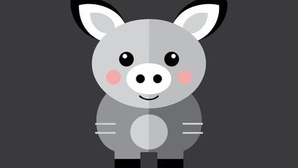 Pig character stands centered in a minimalist flat vector illustration. © sajida