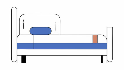 Hospital bed stands as a medical equipment graphic for healthcare services. © sajida