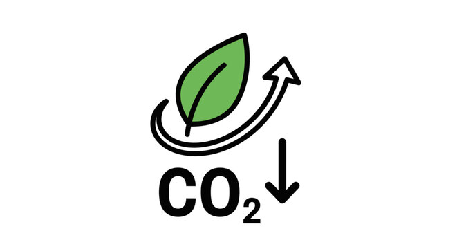 Carbon reduction concept green leaf with co 2 symbol and arrows