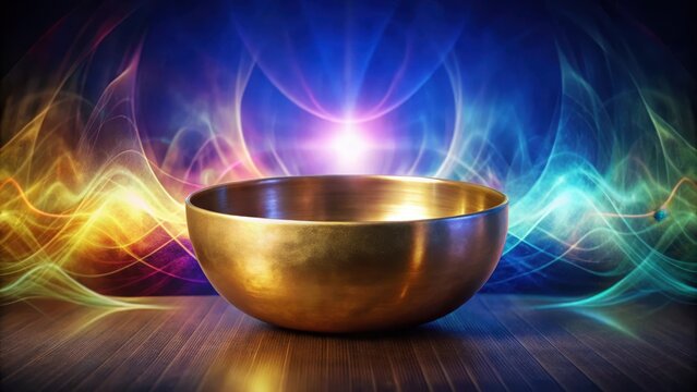 Vibration sound waves emanating from a Tibetan singing bowl, spiritual, healing