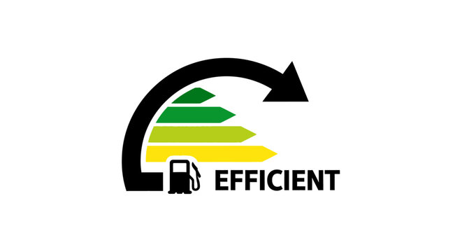 Energy efficiency icon with fuel pump and arrow representing power