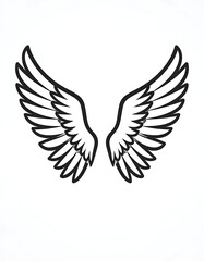 Fototapeta premium Black and white angel wings icon.
