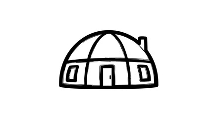 Fototapeta premium Simple hand drawn dome structure illustration against white background