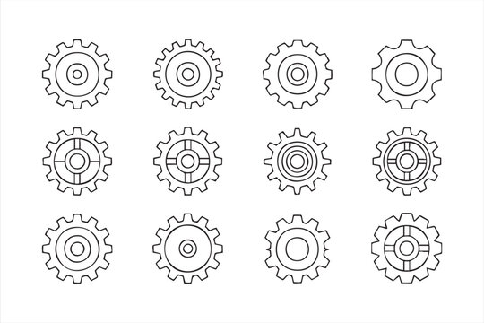 Settings gear icons for apps websites dashboards and admin panels