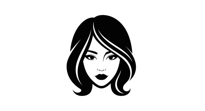 Woman Face Illustration Black Hair.