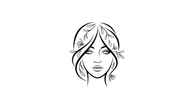 Woman face with long hair.