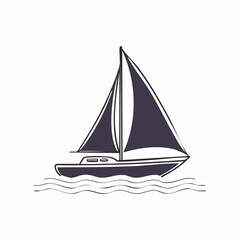 Fototapeta premium Sailing boat navigates through calm waters on a sunny day with sail up.