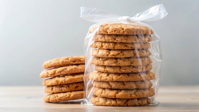 oatmeal cookies stack in plastic bag, cookies, breakfast,  cookies, breakfast, baking, meal replacement, oatmeal