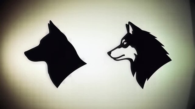 Two Dog Silhouettes Side by Side on Gradient Background.