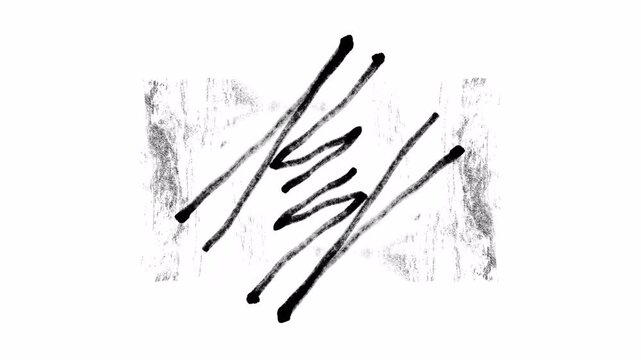Hand-Drawn Gritty Scribble Animation with Erratic Black Ink Strokes and Alpha Channel