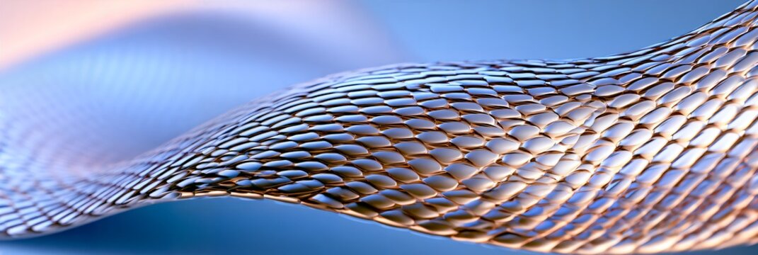 Smooth snake scales glow softly against blue gradient