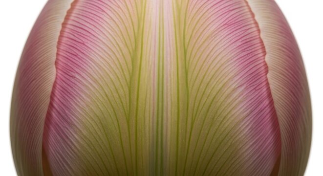 Intricate macro view of a tulip's outer sepal showing delicate veins and subtle color gradients