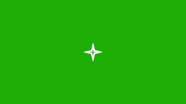 Sparkling twinkle star animation, 2d star pop-up cartoon effect on green screen background. Alpha channel 4k video.