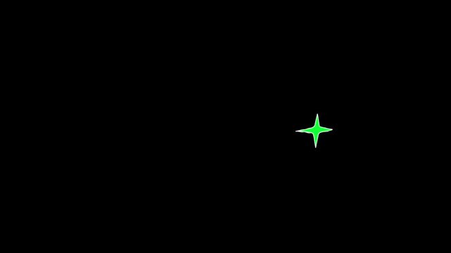 Sparkling liquid type Sparkling twinkle star animation 2d cartoon, flat, vector, doodles style stars. falling sparkling bright stars green screen background.