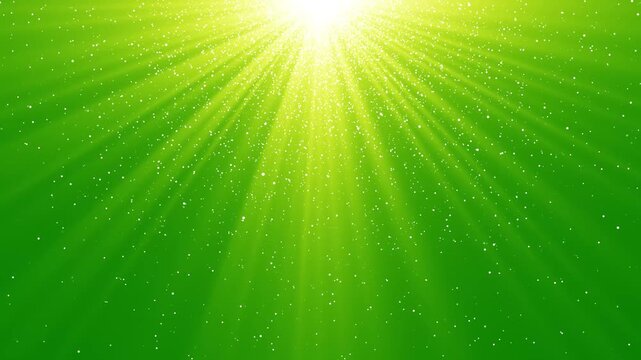 Golden light beams and dust particles shining from top on green screen perfect abstract overlay background animation. particles and light shining down. new year, red christmas background.