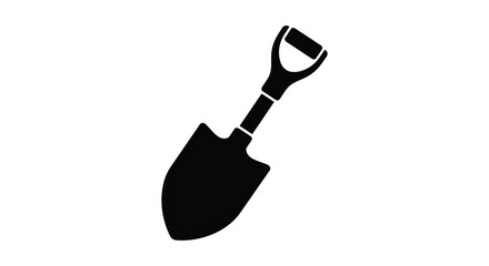Black shovel silhouette against a white background silhouette high quality professional detailed © nhpvect02