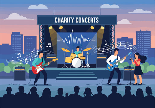 A band performing at a charity concert
