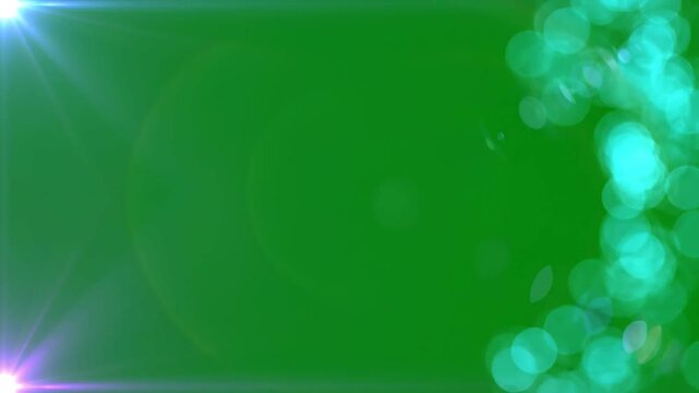 Vibrant green abstract bokeh light flare background with soft cyan glow and copy space for cinematic motion design 4K