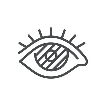 Blurred vision thin line icon for eye disorders, cataract and double vision. Editable stroke. Vector illustration.