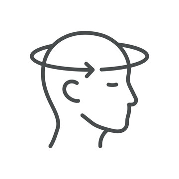 Dizziness thin line icon for vertigo, lightheadedness and spinning sensation. Editable stroke. Vector illustration.