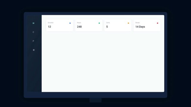 Online Learning Dashboard Progress and Achievement Display