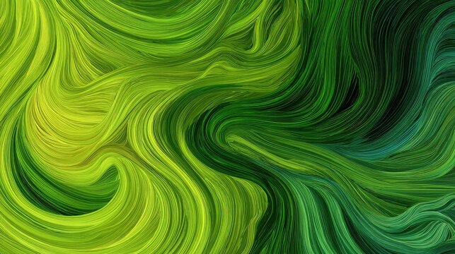 Swirling abstract of vibrant green hues, flowing organically