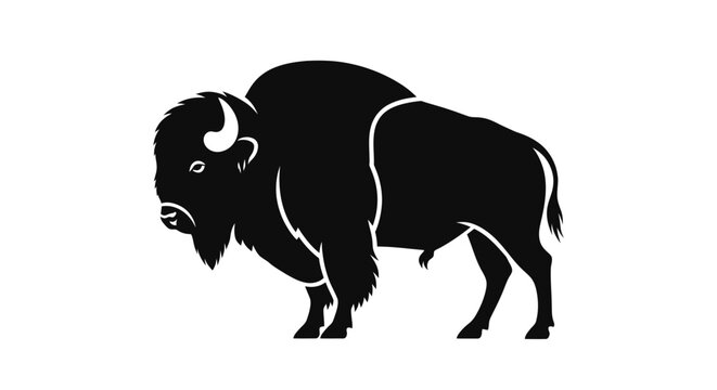 Bold silhouette of a bison powerful black and white representation