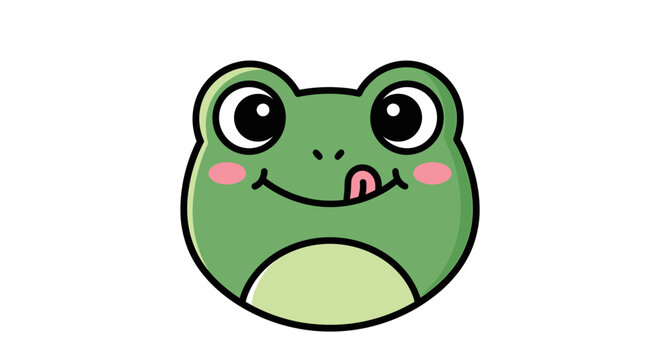 Cartoon frog head illustration on white background for graphic designs