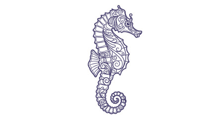 Intricate seahorse illustration artistic marine creature on white background © bayu