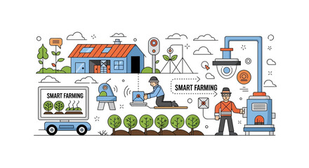 Fototapeta premium Smart Farming Technology: Automation, Drones, IoT, and AI in Agriculture
