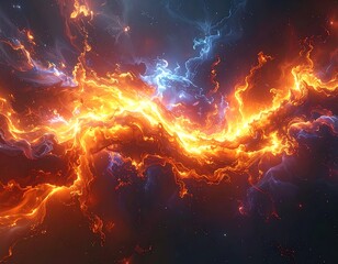 Fototapeta premium A vibrant, cosmic scene with swirling orange and blue lights
