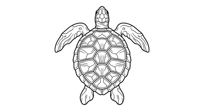 Cute cartoon turtle vector illustration with colorful shell and adorable animal character isolated on white background