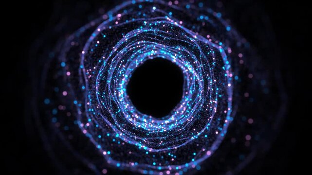 blue neon circle energy abstract Glowing blue particle circle background. Futuristic energy ring sparkling dust light dots, abstract technology design, sci-fi portal digital wave effect modern visuals