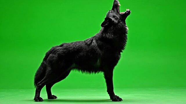 Majestic Black Wolf Howling on Green Screen | Realistic 4K Creature VFX