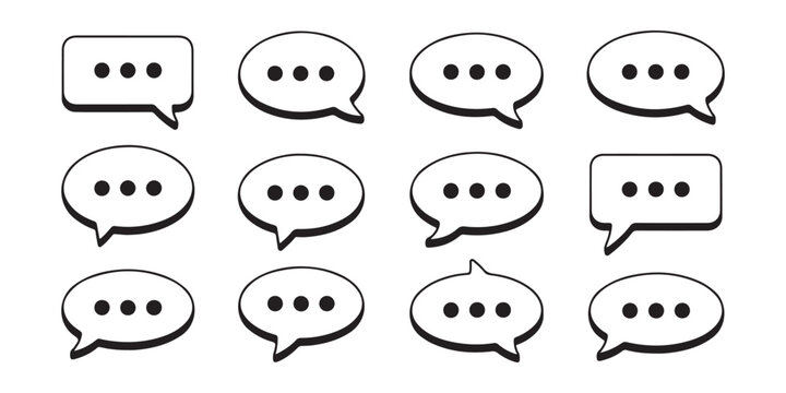 Collection of blank comic style speech bubbles for creative dialogue and text messaging designs.