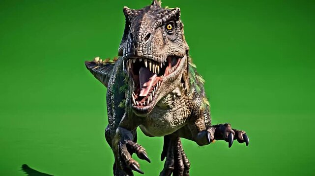Realistic Allosaurus Roaring and Charging on Green Screen | 4K Dinosaur VFX