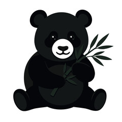 Obraz premium Cute Peeking Panda Illustration with Bamboo – Adorable Minimalist Cartoon Animal Vector