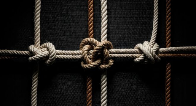Intricately Knotted Ropes Showing Connection and Strength