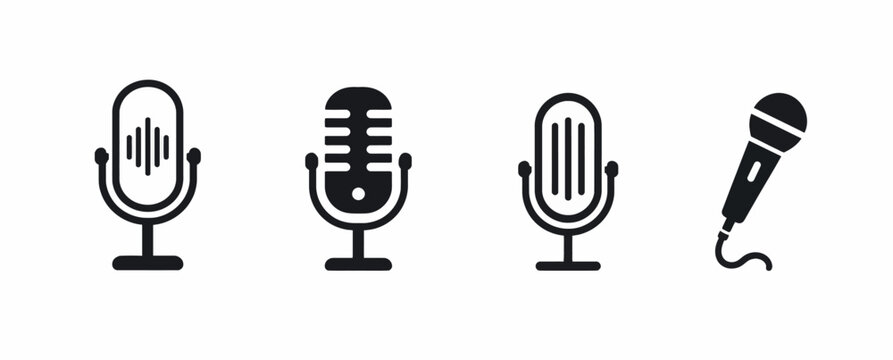 Professional Podcast Logo with Microphone and Sound Waves