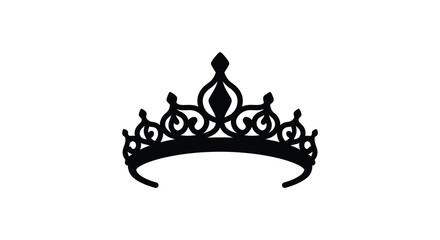 Black tiara silhouette on a white background high quality professional detailed modern © Kuntol02