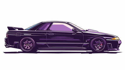 Fototapeta premium Legendary Japanese Sports Sedan with Forged Wheels Vector Illustration