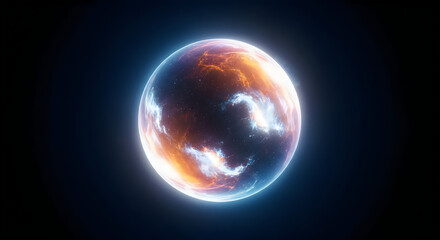 Obraz premium glowing exoplanet with vibrant atmospheric swirls in deep space