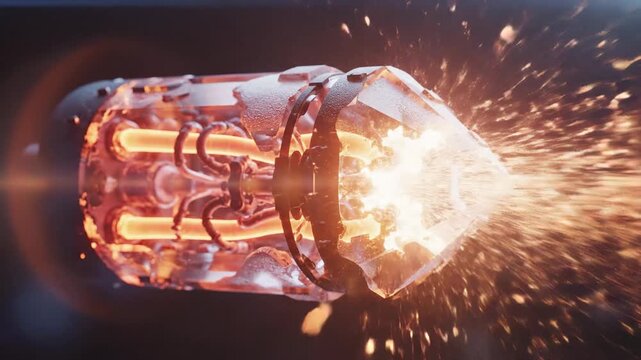 Futuristic Incendiary Projectile Releasing Sparks And Ember.