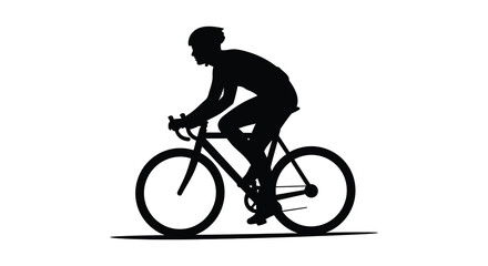Naklejka premium Cyclist riding a road bike in black silhouette high quality professional detailed