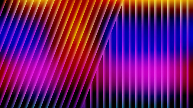 Vibrant abstract background featuring glowing vertical and diagonal lines set against a colorful gradient of intense light beams